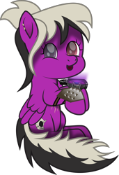 Size: 2926x4290 | Tagged: safe, artist:lincolnbrewsterfan, derpibooru exclusive, imported from derpibooru, oc, oc only, oc:sassy lost, pegasus, fallout equestria, .svg available, :d, ^^, adorable face, chest, cute, cuteness overload, daaaaaaaaaaaw, ear piercing, earring, eyes closed, fallout equestria oc, female, folded wings, glow, heterochromia, inkscape, jewelry, large, leg guards, looking at you, mare, movie accurate, no base, ocbetes, open mouth, open smile, pegasus oc, piercing, pipbuck, purple eye, red eye, ruffled wing, scar, screen, simple background, skull, smiling, smiling at you, solo, spikes, strap, svg, tail, transparent background, two toned mane, two toned tail, vector, weapons-grade cute, wings