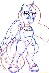 Size: 552x819 | Tagged: safe, imported from derpibooru, screencap, princess luna, alicorn, semi-anthro, sketch, solo