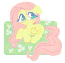 Size: 597x577 | Tagged: safe, artist:shugrcube, imported from derpibooru, fluttershy, pegasus, pony, female, floppy ears, lying down, mare, prone, solo