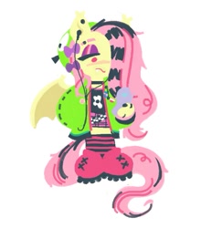 Size: 679x773 | Tagged: safe, artist:shugrcube, imported from derpibooru, fluttershy, anthro, bat pony, antonymph, bat ponified, boots, cellphone, clothes, ear piercing, earbuds, earring, emo, eyeshadow, flip phone, flutterbat, fluttgirshy, frown, gir, hoodie, jewelry, lidded eyes, looking down, makeup, phone, piercing, race swap, ring, shirt, shoes, simple background, skirt, solo, vylet pony, white background