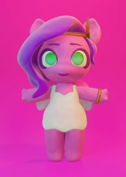 Size: 2500x3500 | Tagged: safe, artist:shugrcube, imported from derpibooru, pipp petals, anthro, pegasus, unguligrade anthro, 3d, blender, clothes, dress, g5, looking at you, smiling, solo, t pose