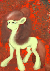 Size: 1080x1535 | Tagged: safe, artist:tupuan, imported from derpibooru, oc, earth pony, pony, abstract background, female, mare, red, solo