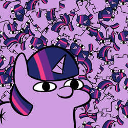 Size: 2953x2953 | Tagged: safe, artist:thatsbadboi, imported from derpibooru, twilight sparkle, pony, unicorn, multeity, shitposting, sparkle sparkle sparkle, twiggie, unicorn twilight, wallpaper