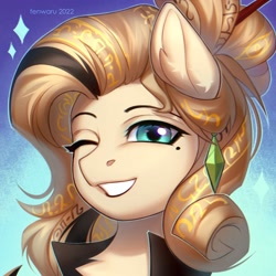 Size: 2000x2000 | Tagged: safe, artist:fenwaru, imported from derpibooru, oc, oc only, oc:hyra glyph, pony, bust, one eye closed, portrait, solo