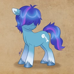 Size: 3158x3158 | Tagged: safe, artist:artharuhi, imported from derpibooru, oc, oc only, earth pony, pony, hair over eyes, solo