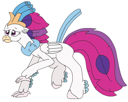 Size: 2623x2102 | Tagged: safe, artist:supahdonarudo, imported from derpibooru, queen novo, classical hippogriff, hippogriff, series:novoember, my little pony: the movie, backing away, scared, simple background, transparent background