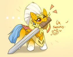 Size: 3528x2745 | Tagged: safe, artist:rico_chan, imported from derpibooru, pegasus, pony, cute, foal, guard, guardian, huevember, offscreen character, sketch, solo, sword, weapon