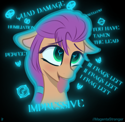 Size: 1475x1440 | Tagged: safe, artist:magentastranger, imported from derpibooru, sunny starscout, earth pony, pony, ahegao, crossover, female, g5, open mouth, quake, quake 3 arena, solo, tongue out