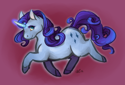 Size: 788x536 | Tagged: safe, artist:hunterv, imported from twibooru, rarity, pony, unicorn, female, image, looking at you, mare, png, simple background, smiling, solo, walking