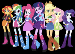 Size: 750x541 | Tagged: safe, imported from twibooru, applejack, fluttershy, pinkie pie, rainbow dash, rarity, sci-twi, sunset shimmer, twilight sparkle, equestria girls, humane five, humane seven, humane six, image, needs more jpeg, solo