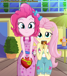 Size: 1932x2203 | Tagged: safe, artist:charliexe, imported from twibooru, fluttershy, pinkie pie, human, equestria girls, image, png
