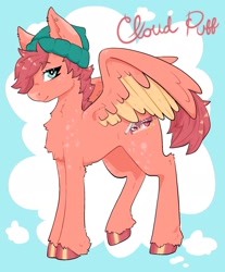 Size: 1509x1826 | Tagged: safe, artist:cloud puff, artist:lanabeerawr, imported from derpibooru, oc, oc only, pegasus, pony, beanie, chest fluff, colored wings, colored wingtips, hat, looking at you, smiling, solo, wings