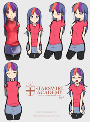 Size: 2000x2700 | Tagged: safe, artist:derpiihooves, imported from derpibooru, twilight sparkle, human, 2012, angry, clothes, concept art, cute, female, high res, humanized, looking at you, miniskirt, old art, pose, shirt, simple background, skirt, socks, solo, starswirl academy, t-shirt, tai saito, thigh highs, tights, tsundere, tsunlight sparkle, twiabetes, visual novel