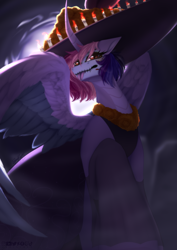 Size: 2150x3035 | Tagged: safe, artist:sparkie45, imported from derpibooru, oc, oc:sparkie, alicorn, dragon, hybrid, pony, catrina (calavera garbancera), dia de los muertos, solo, speedpaint