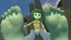 Size: 600x338 | Tagged: safe, artist:lulw73, imported from derpibooru, wallflower blush, human, equestria girls, equestria girls series, forgotten friendship, 3d, animated, barefoot, feet, female, fetish, foot fetish, foot focus, giantess, macro, soles, source filmmaker, toes, wiggling toes