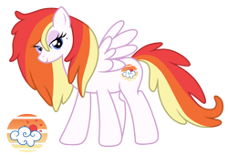 Size: 1146x780 | Tagged: safe, artist:lugiaangel, imported from derpibooru, oc, oc only, oc:sunset breeze, pegasus, pony, cutie mark, female, lidded eyes, looking at you, mare, simple background, smiling, solo, spread wings, transparent background, wings
