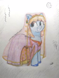 Size: 2916x3888 | Tagged: safe, artist:syndyfon, imported from derpibooru, oc, oc only, oc:elonrie, earth pony, clothes, dress, solo, traditional art
