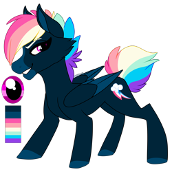 Size: 2000x2000 | Tagged: safe, artist:puppythekat (sofurry), imported from derpibooru, rainbow dash, pegasus, pony, alternate universe, female, mare, redesign, reference sheet, simple background, smiling, solo, transparent background