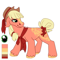 Size: 2000x2000 | Tagged: safe, artist:puppythekat (sofurry), imported from derpibooru, applejack, earth pony, pony, alternate universe, female, hat, looking back, mare, neckerchief, redesign, reference sheet, simple background, solo, transparent background