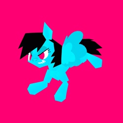 Size: 2048x2048 | Tagged: safe, artist:pastacrylic, imported from derpibooru, rainbow dash, pegasus, pony, alternate color palette, angular, red background, simple background, solo