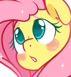 Size: 425x467 | Tagged: safe, artist:paperbagpony, imported from derpibooru, fluttershy, blushing, cute, shyabetes, simple background, sparkles, white background