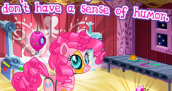 Size: 1190x627 | Tagged: safe, imported from derpibooru, pinkie pie, earth pony, pony, robot, robot pony, cropped, female, gameloft, gynoid, irony, meme, out of character, pinkie bot, roboticization, wow! glimmer