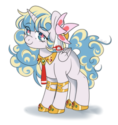 Size: 2375x2516 | Tagged: safe, artist:xwosya, imported from derpibooru, alicorn, pony, anime, bracelet, female, filly, foal, jewelry, necktie, nia teppelin, ponified, princess, simple background, smiling, tengen toppa gurren lagann, white background, wingding eyes, younger