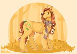 Size: 5787x4092 | Tagged: safe, artist:katarablankart, imported from derpibooru, earth pony, pony, autumn, clothes, female, g3, scarf, solo, sunset sweety