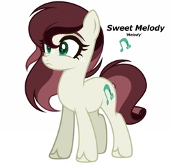 Size: 1569x1495 | Tagged: safe, artist:dustyygrey, artist:mint-light, imported from derpibooru, oc, oc only, oc:sweet melody, earth pony, pony, base used, cutie mark, earth pony oc, female, freckles, magical lesbian spawn, mare, offspring, parent:applejack, parent:coloratura, parents:rarajack, reference sheet, simple background, solo, unshorn fetlocks, white background