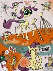 Size: 2624x3500 | Tagged: safe, artist:ja0822ck, imported from derpibooru, queen chrysalis, bug pony, insect, mosquito, mosquito pony, pony, brain bug, bug bite, burp, mosquito bite, ponified, world bug pony council
