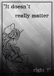 Size: 1000x1414 | Tagged: safe, artist:prettyshinegp, imported from derpibooru, oc, oc only, oc:pretty shine, pony, unicorn, female, grayscale, horn, mare, monochrome, sitting, solo, talking, unicorn oc