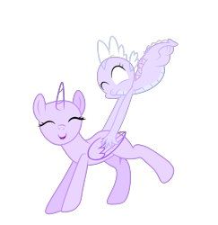 Size: 1932x1986 | Tagged: safe, artist:existencecosmos188, imported from derpibooru, oc, oc only, alicorn, dragon, alicorn oc, bald, base, dragoness, duo, female, horn, mare, simple background, smiling, transparent background, wings