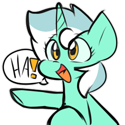 Size: 900x900 | Tagged: safe, artist:zutcha, imported from derpibooru, lyra heartstrings, pony, unicorn, female, laughing, open mouth, simple background, solo, speech bubble, transparent background