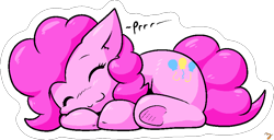 Size: 847x433 | Tagged: safe, artist:zutcha, imported from derpibooru, pinkie pie, earth pony, pony, female, purring, simple background, sleeping, solo, transparent background, underhoof