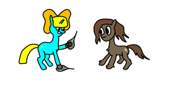 Size: 1920x1080 | Tagged: safe, artist:anonymous, oc, oc only, oc:frosty flakes, oc:terri softmare, pony, duo, female, mare, snowpony (species), snowshoes