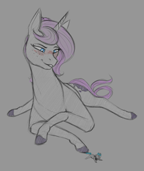 Size: 1050x1250 | Tagged: safe, artist:stray prey, imported from derpibooru, oc, oc only, oc:inkwell, oc:lucent, pony, unicorn, blushing, female, freckles, lying down, mare, micro, prone