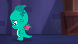 Size: 3072x1727 | Tagged: safe, imported from derpibooru, screencap, dragon, spoiler:g5, spoiler:my little pony: tell your tale, spoiler:tyts01e31, baby, baby dragon, g5, haunted house (episode), high res, male, my little pony: tell your tale, solo, sparky sparkeroni, wavy mouth, youtube link