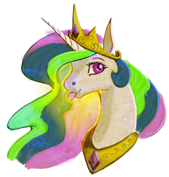 Size: 1000x1050 | Tagged: safe, artist:stray prey, imported from derpibooru, princess celestia, alicorn, pony, crown, female, jewelry, mare, regalia, simple background, solo, tongue out, transparent background