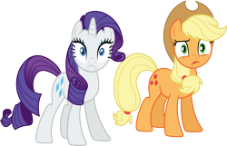 Size: 4670x3000 | Tagged: safe, artist:cloudy glow, imported from derpibooru, applejack, rarity, earth pony, pony, unicorn, three's a crowd, .ai available, applejack's hat, cowboy hat, duo, duo female, female, hat, simple background, transparent background, vector