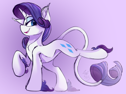 Size: 2000x1500 | Tagged: safe, artist:starcasteclipse, imported from derpibooru, rarity, pony, unicorn, ear fluff, female, leonine tail, lidded eyes, looking at you, mare, raised hoof, smiling, solo, tail