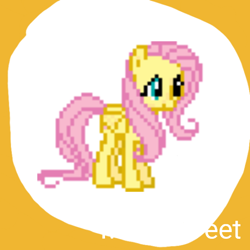 Size: 600x600 | Tagged: safe, imported from derpibooru, fluttershy, mouse, pegasus, pony, derpibooru, meta, pixel art, spoilered image joke