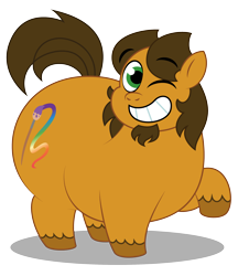 Size: 2312x2556 | Tagged: safe, artist:aleximusprime, imported from derpibooru, oc, oc only, oc:alex the chubby pony, earth pony, pony, absolute unit, earth pony oc, facial hair, fat, g4, g4 to g5, g5, generation leap, goatee, male, my little pony: tell your tale, oh lawd he comin, one eye closed, ponysona, round, simple background, smiling, solo, stallion, transparent background, wink