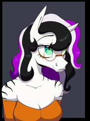 Size: 1611x2163 | Tagged: safe, artist:luxsimx, imported from derpibooru, oc, oc:catalina fairchild, anthro, earth pony, zebra, bust, commission, female, glasses, portrait, solo