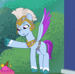 Size: 241x239 | Tagged: safe, imported from derpibooru, screencap, pegasus, pony, spoiler:g5, spoiler:my little pony: tell your tale, spoiler:tyts01e34, animated, cropped, female, flying, g5, guardsmare, mare, my little pony: tell your tale, pegasus royal guard, royal guard, shrug, sneaksy strikes again, solo, zoom zephyrwing