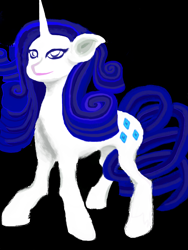 Size: 5000x6664 | Tagged: safe, artist:tupuan, imported from derpibooru, rarity, pony, unicorn, black background, female, lineless, looking at you, mare, simple background, solo