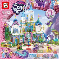 Size: 390x391 | Tagged: safe, imported from derpibooru, amethyst star, applejack, fluttershy, pinkie pie, rainbow dash, rarity, sparkler, spike, sugar grape, sweetcream scoops, twilight sparkle, pegasus, pony, unicorn, my little pony: the movie, bootleg, bootleg lego, castle, chinese, mane six, merchandise, my little lony, not fluttershy, not rarity, parody