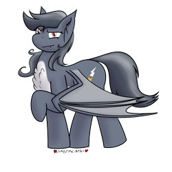 Size: 1000x1000 | Tagged: safe, artist:skydreams, imported from derpibooru, oc, oc:blood bank, bat pony, pony, bat pony oc, commission, female, mare, simple background, smiling, smirk, solo, transparent background