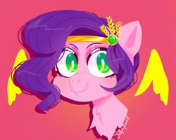 Size: 1350x1080 | Tagged: safe, artist:jully-park, imported from derpibooru, pipp petals, pegasus, pony, adorapipp, cute, female, g5, jewelry, lineless, looking at you, mare, my little pony: a new generation, my little pony: make your mark, my little pony: tell your tale, simple background, smiling, solo, solo focus, tiara