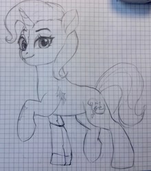 Size: 2137x2426 | Tagged: safe, artist:rily, imported from derpibooru, trixie, pony, unicorn, chinese, g4, graph paper, looking at you, photo, solo, traditional art