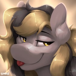 Size: 1200x1200 | Tagged: safe, artist:st4rs6, imported from derpibooru, oc, oc only, oc:totalspark, earth pony, pony, :p, bust, portrait, solo, tongue out, two toned mane